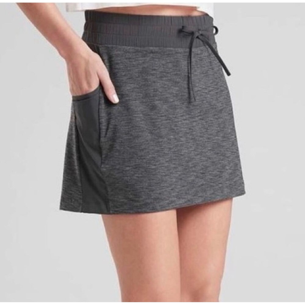 Athleta Heathered Gray Active Skort with Back Zipper Pocket Size L